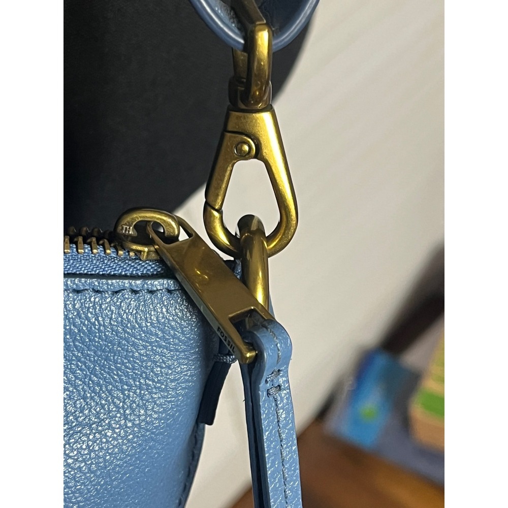 Fossil Blue Skylar Satchel Leather Shoulder Crossbody Bag Purse - Picture 6 of 13